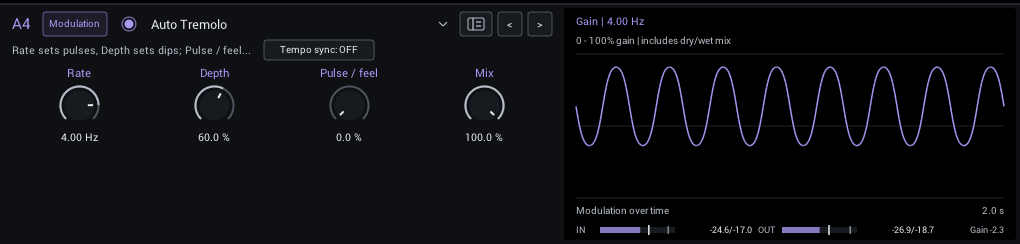 Auto Tremolo editor
