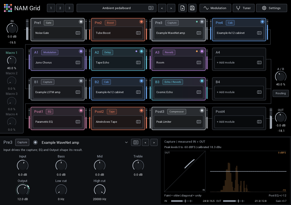 NAM capture: The measured input/output curve of the loaded capture