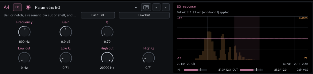 Parametric EQ editor
