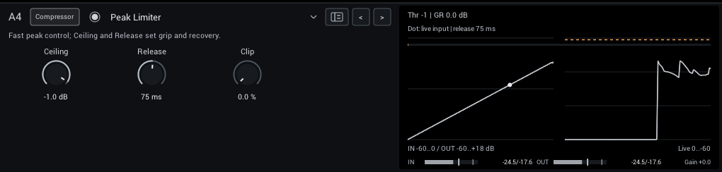 Peak Limiter editor