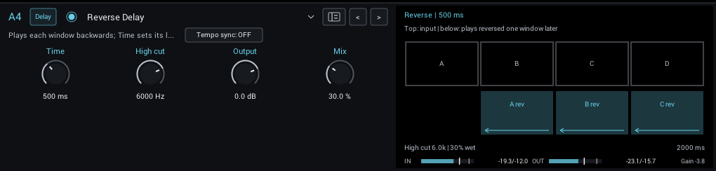 Reverse Delay editor